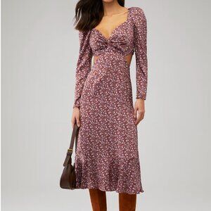 Astr the Label Lainie Long Sleeve Floral Cutout Dress